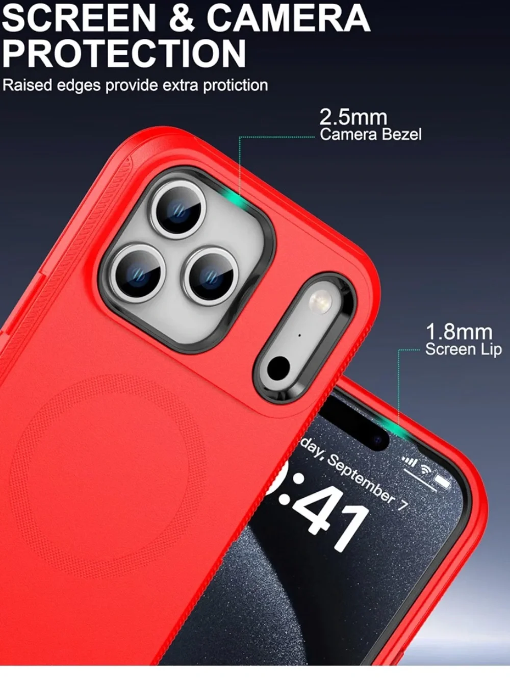 Red Heavy-Duty Magnetic Phone Case with Belt Clip for iPhone 17 Pro Max